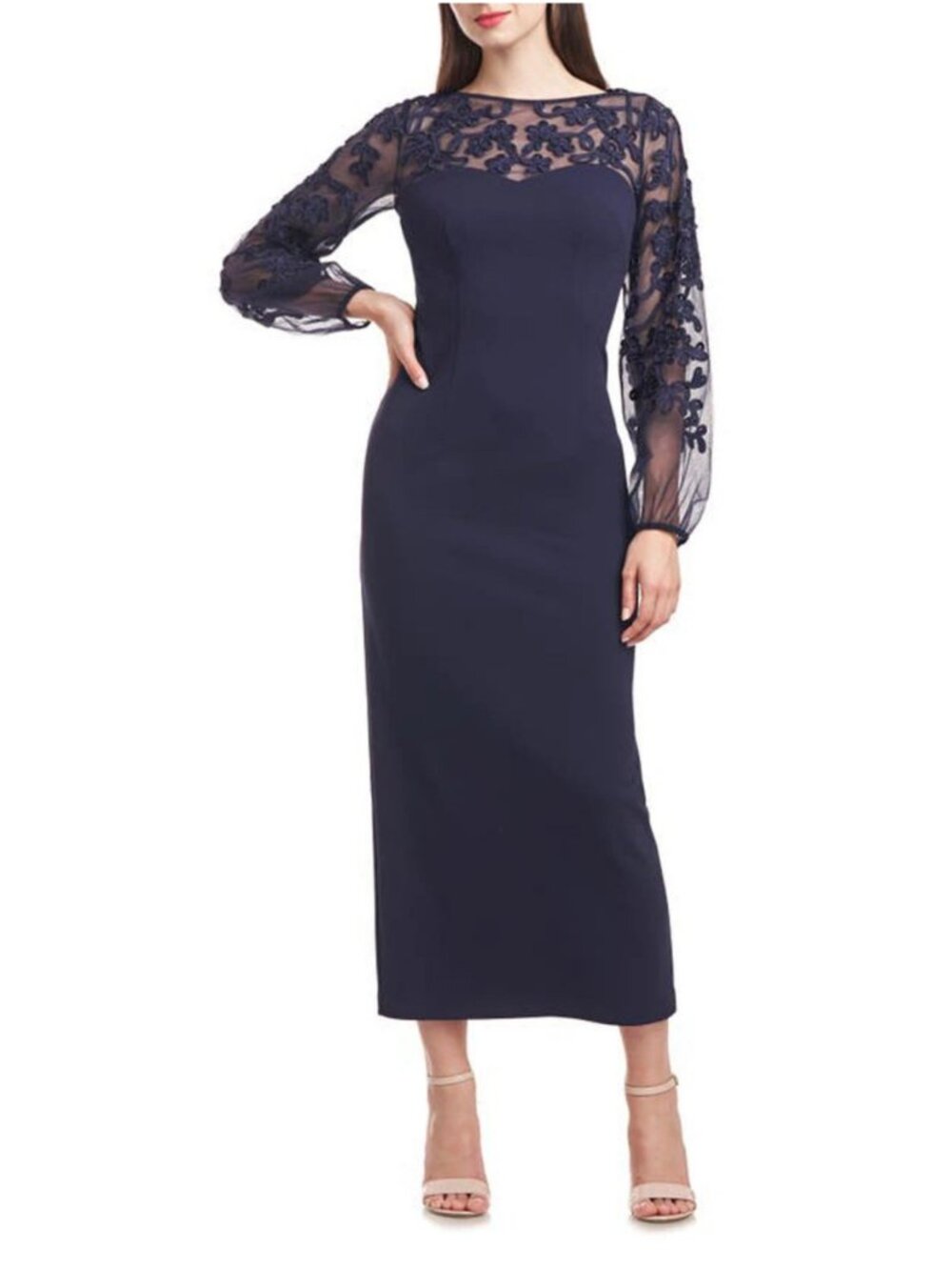 JS Collections Sammi Soutache Long Sleeve Cocktail Dress Navy Size 4